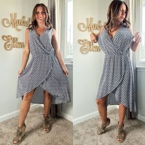 Vince Camuto Navy and White Floral High Low Dress
